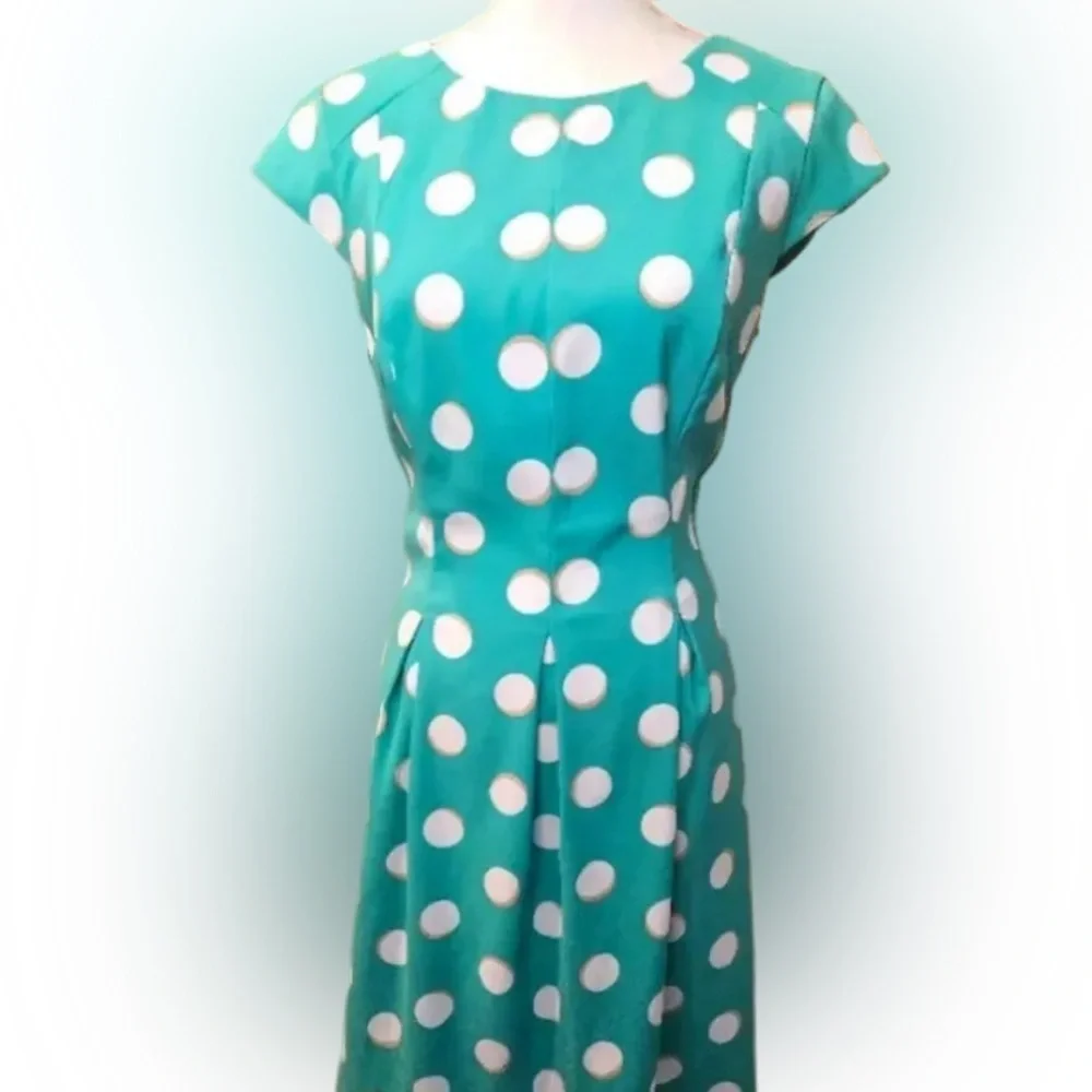 AGB Teal Polka Dot Midi Dress